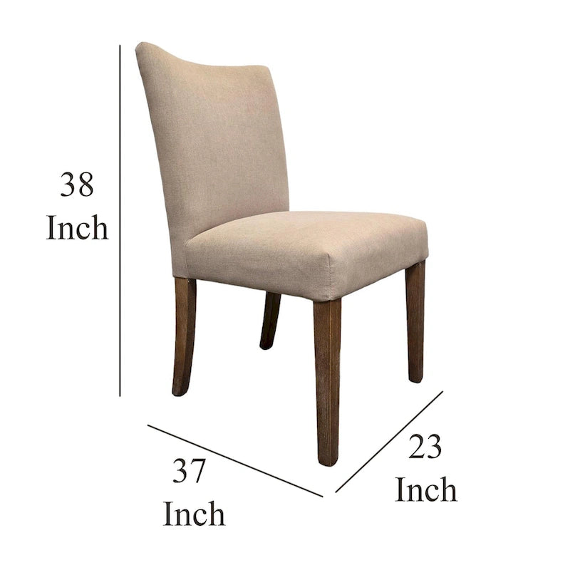 Lot de 2 chaises de salle à manger, tissu beige, pieds effilés marron