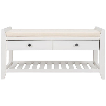 Banc de rangement polyvalent d'entrée de ferme 39 avec 2 tiroirs et 1 étagère à chaussures