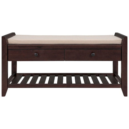 Banc de rangement polyvalent d'entrée de ferme 39 avec 2 tiroirs et 1 étagère à chaussures