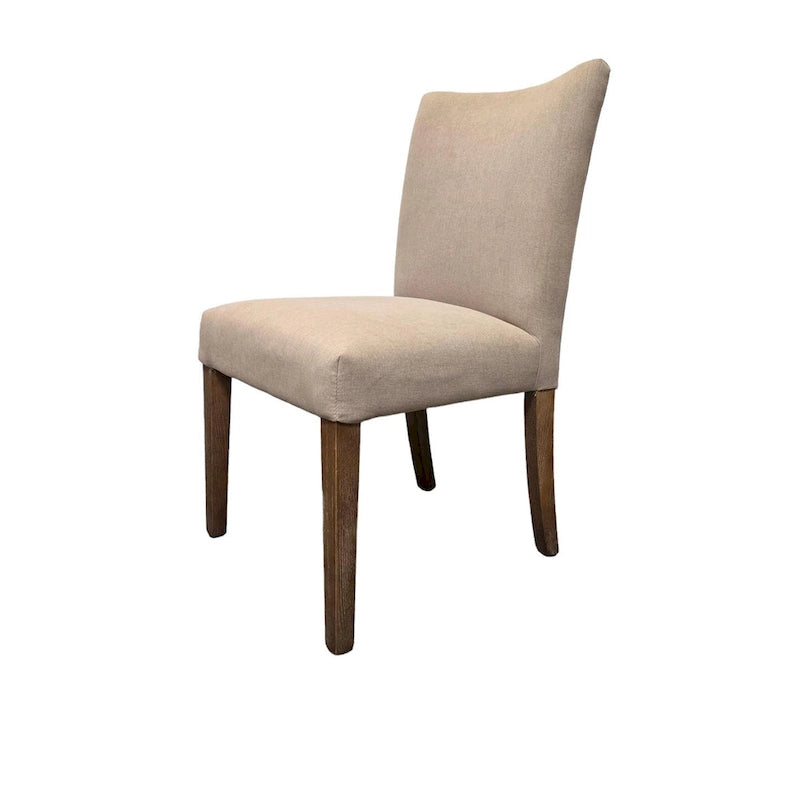 Lot de 2 chaises de salle à manger, tissu beige, pieds effilés marron
