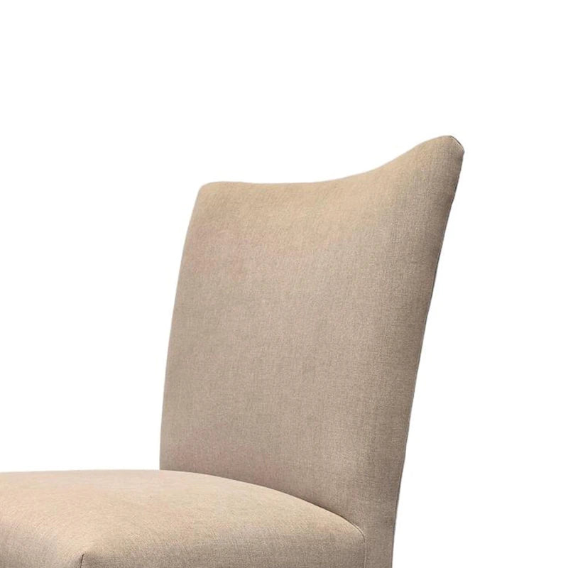 Lot de 2 chaises de salle à manger, tissu beige, pieds effilés marron