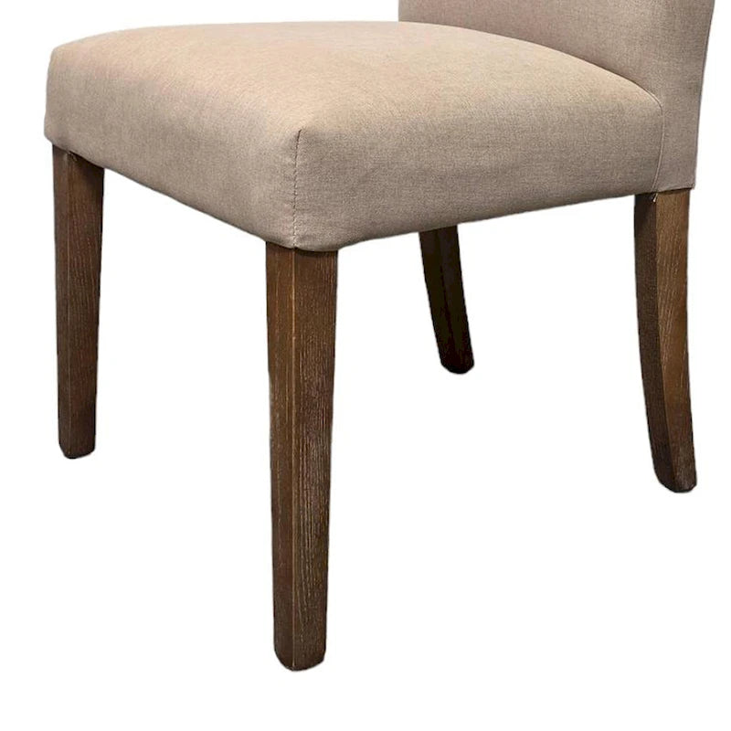 Lot de 2 chaises de salle à manger, tissu beige, pieds effilés marron