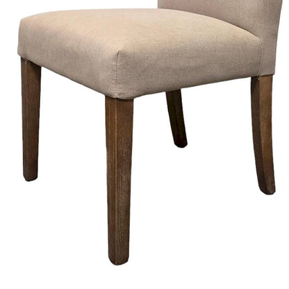 Lot de 2 chaises de salle à manger, tissu beige, pieds effilés marron