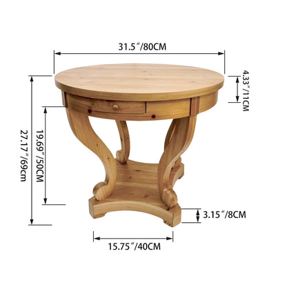 Table de salle à manger ronde de petite taille, table d'appoint, table basse de style ferme à pieds incurvés