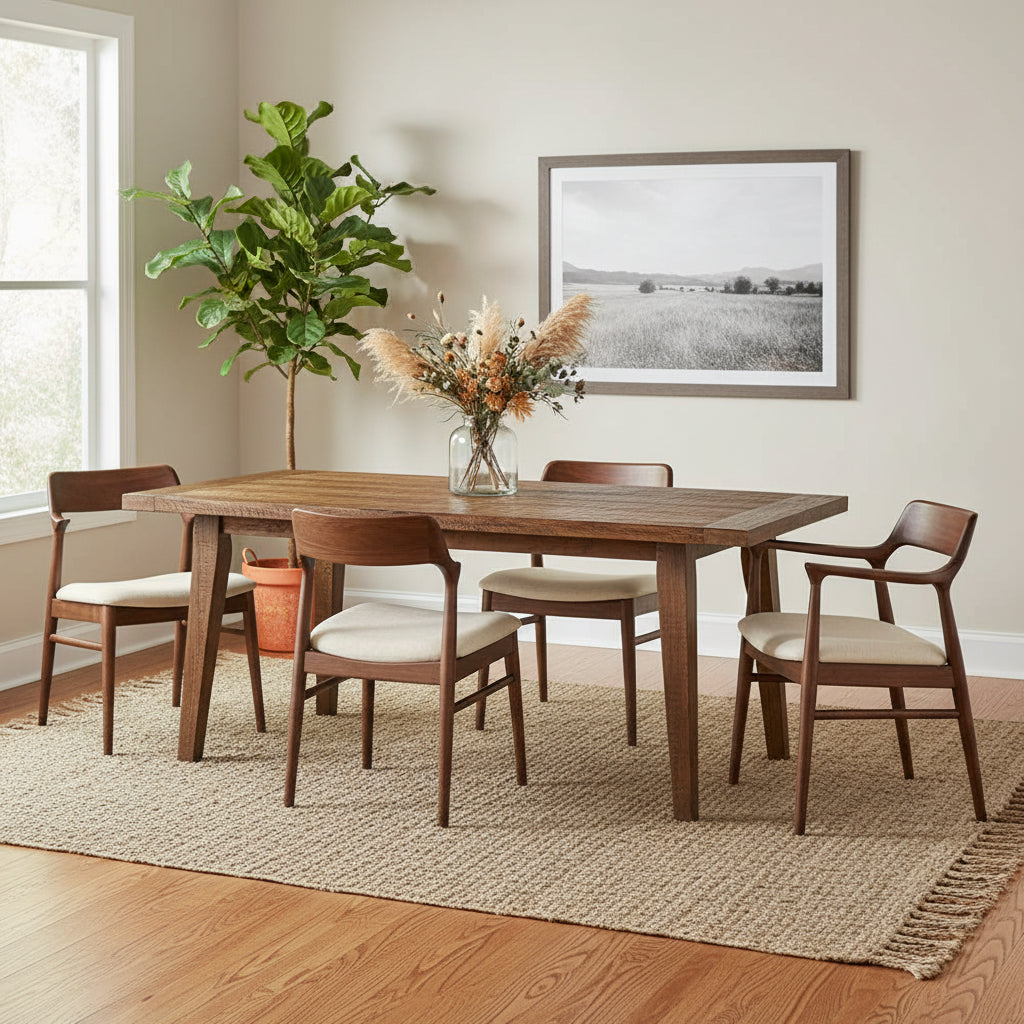 Kerry Dining Table, Light Brown Acacia Wood, Rectangular 86 Inch Top