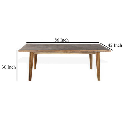 Table à manger, bois d'acacia brun clair, rectangulaire, plateau de 218 cm