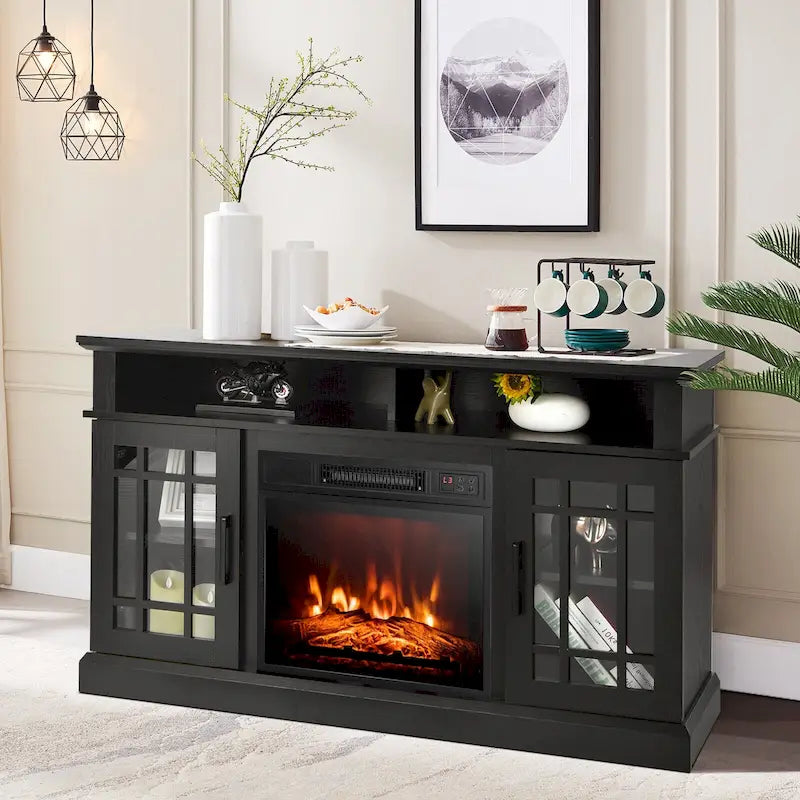 Meuble TV console de 48 po avec foyer intégré – 48 x 16 x 30