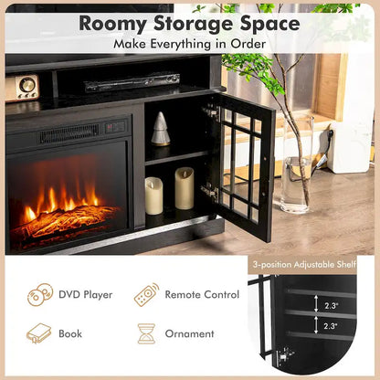 Meuble TV console de 48 po avec foyer intégré – 48 x 16 x 30