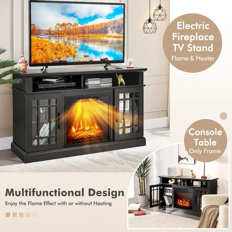 Meuble TV console de 48 po avec foyer intégré – 48 x 16 x 30