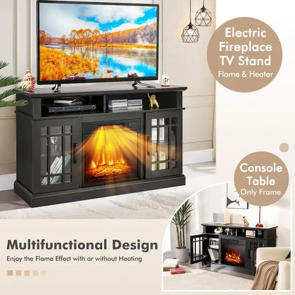 Meuble TV console de 48 po avec foyer intégré – 48 x 16 x 30