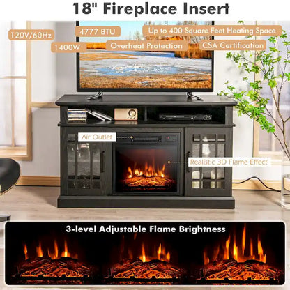 Meuble TV console de 48 po avec foyer intégré – 48 x 16 x 30