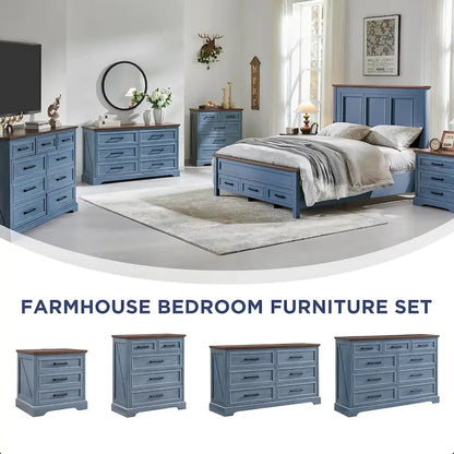 Commode de chambre à 6 tiroirs style ferme, meuble de rangement, meuble TV