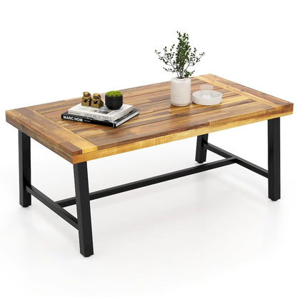 Table Basse en Bois d'Acacia Rectangulaire d'Intérieur et d'Extérieur