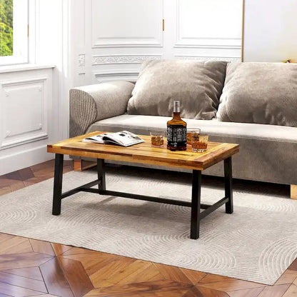 Table Basse en Bois d'Acacia Rectangulaire d'Intérieur et d'Extérieur