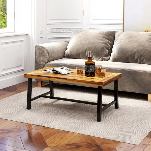 Table Basse en Bois d'Acacia Rectangulaire d'Intérieur et d'Extérieur
