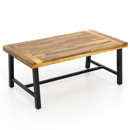 Table Basse en Bois d'Acacia Rectangulaire d'Intérieur et d'Extérieur