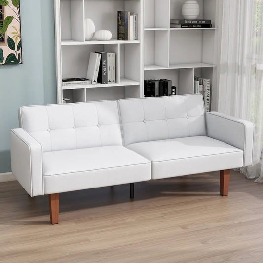 68 in. Twin Size Convertible Sofa Bed Couch w/ Tufted Adjustable Backrest, 5 Colors Optional - 22.44D x 68.11W x 28.74H
