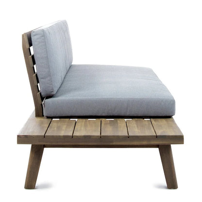 Canapé simple en bois et en tissu sur la gauche