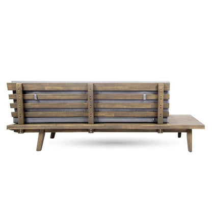 Canapé simple en bois et en tissu sur la gauche