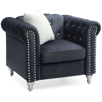 Fauteuil d'appoint en velours et cristal