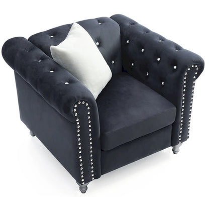 Fauteuil d'appoint en velours et cristal