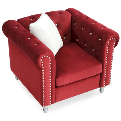 Fauteuil d'appoint en velours et cristal
