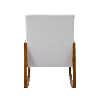 Fauteuil à bascule moderne en cuir PU avec accoudoirs en rotin