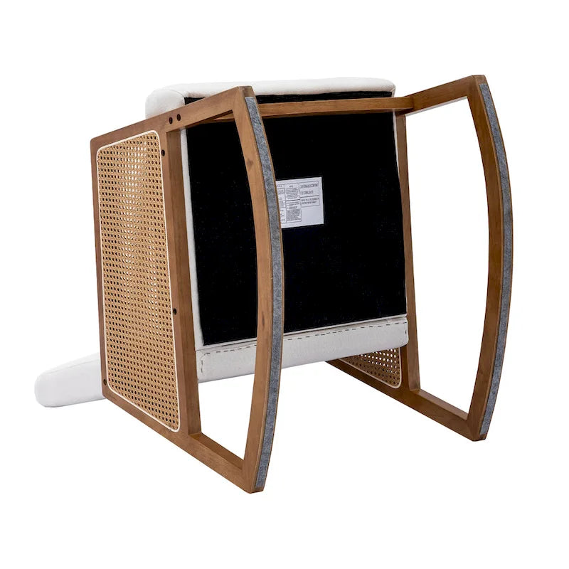 Fauteuil à bascule moderne en cuir PU avec accoudoirs en rotin