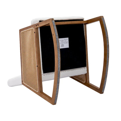 Fauteuil à bascule moderne en cuir PU avec accoudoirs en rotin