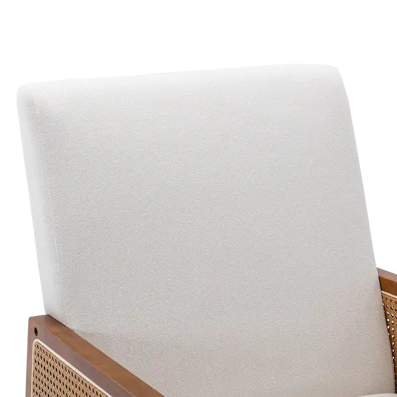 Fauteuil à bascule moderne en cuir PU avec accoudoirs en rotin
