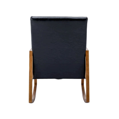 Fauteuil à bascule moderne en cuir PU avec accoudoirs en rotin