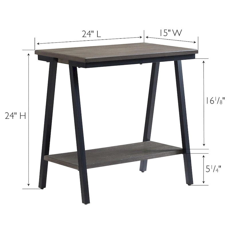 Table d'appoint étroite avec étagère et cadre en métal