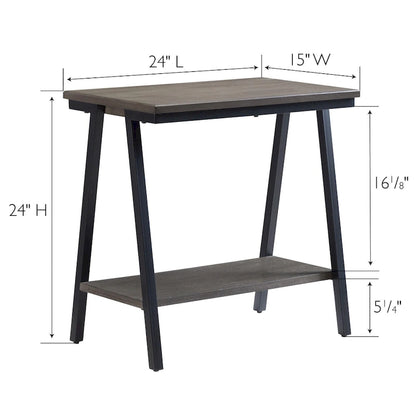 Table d'appoint étroite avec étagère et cadre en métal