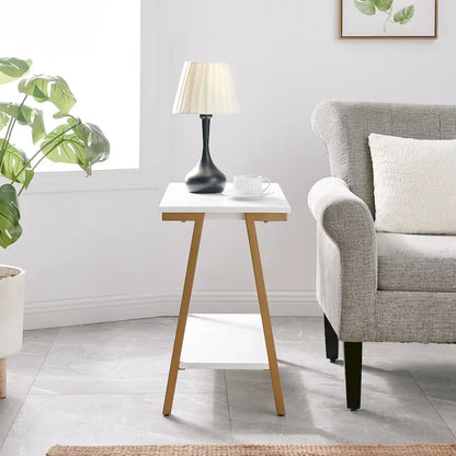 Table d'appoint étroite avec étagère et cadre en métal