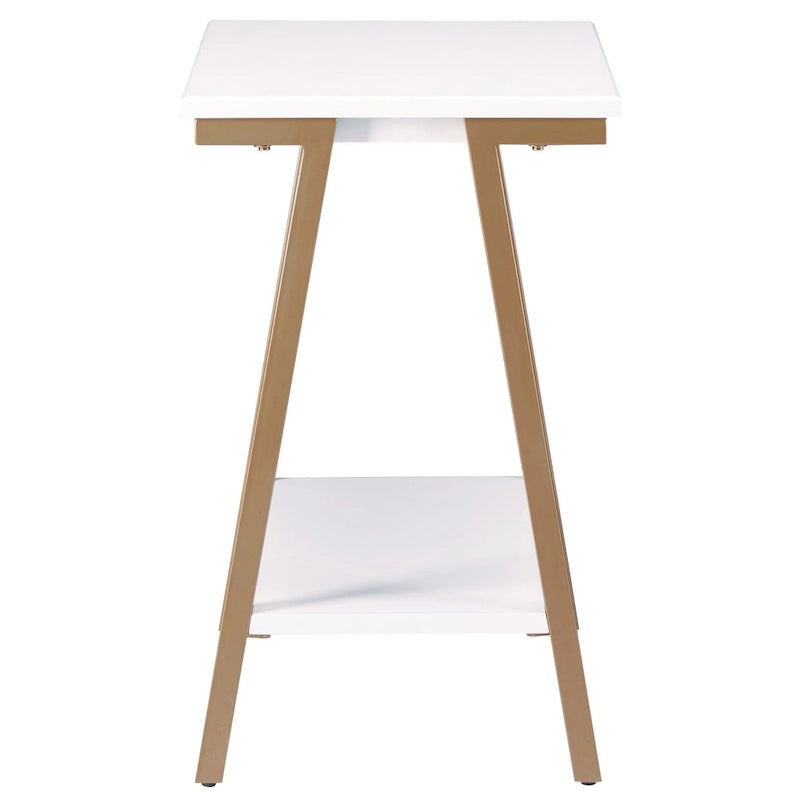 Table d'appoint étroite avec étagère et cadre en métal