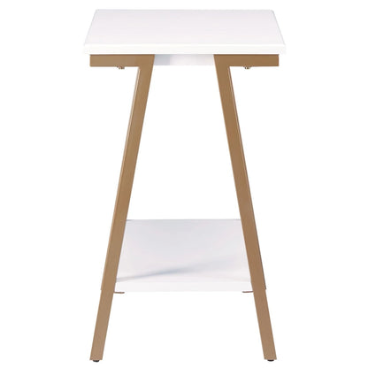 Table d'appoint étroite avec étagère et cadre en métal