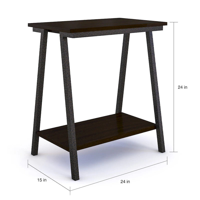Table d'appoint étroite avec étagère et cadre en métal