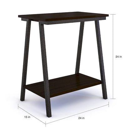 Table d'appoint étroite avec étagère et cadre en métal