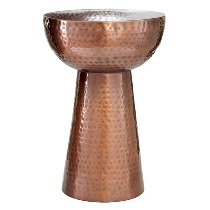 Table d'appoint en métal martelé - bronze ou cuivre.