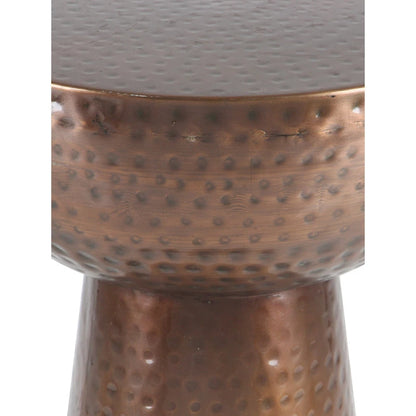 Table d'appoint en métal martelé - bronze ou cuivre.