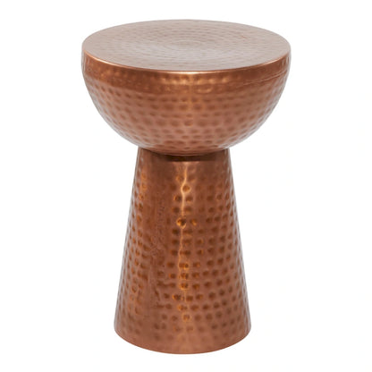 Table d'appoint en métal martelé - bronze ou cuivre.