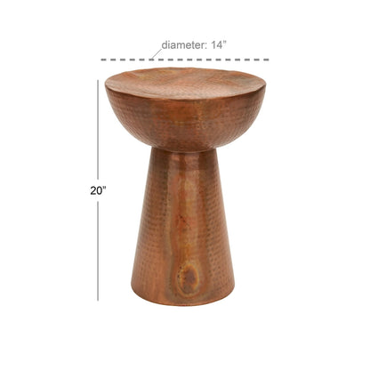 Table d'appoint en métal martelé - bronze ou cuivre.