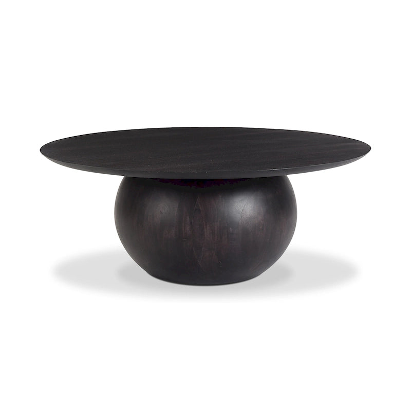 Table basse moderne en bois d'acacia massif avec base ronde