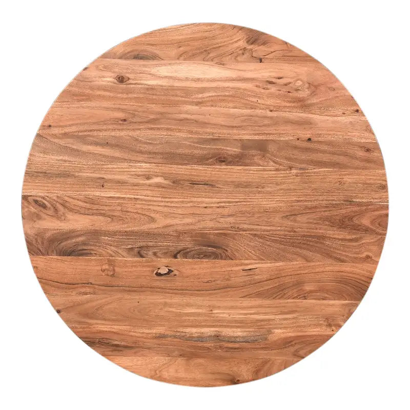 Table basse moderne en bois d'acacia massif avec base ronde