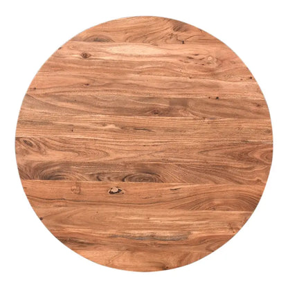 Table basse moderne en bois d'acacia massif avec base ronde