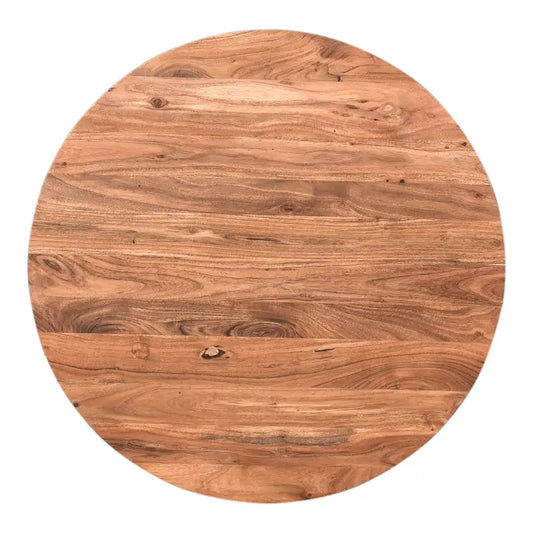 Table basse moderne en bois d'acacia massif avec base ronde