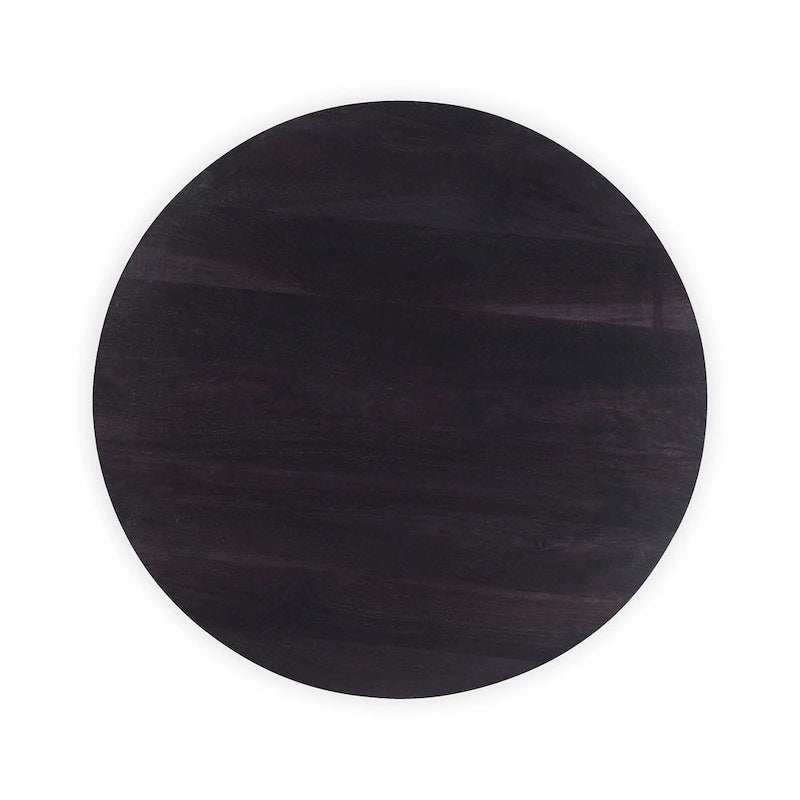 Table basse moderne en bois d'acacia massif avec base ronde