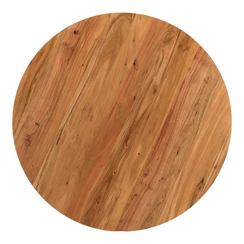Table basse moderne en bois d'acacia massif avec base ronde