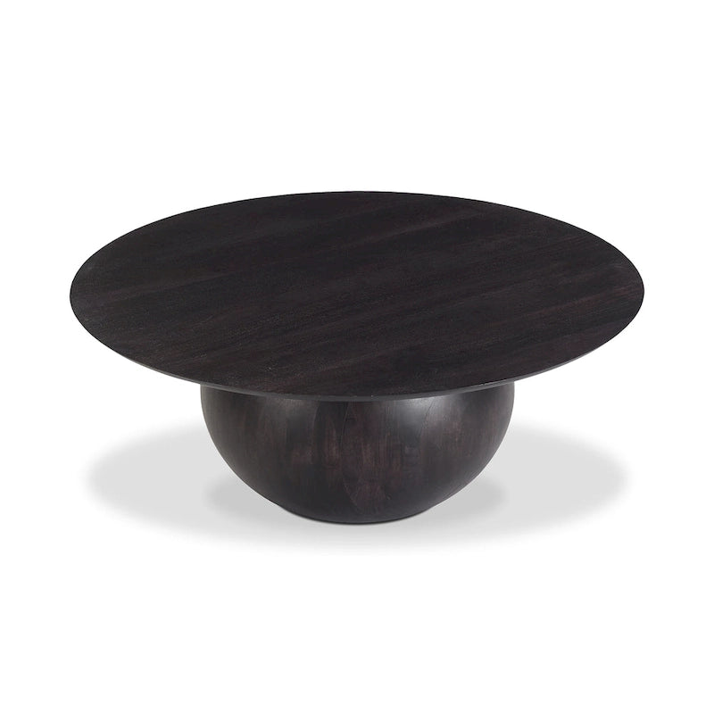 Table basse moderne en bois d'acacia massif avec base ronde