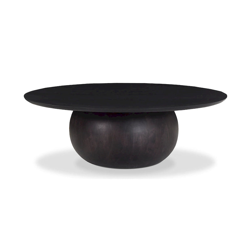 Table basse moderne en bois d'acacia massif avec base ronde